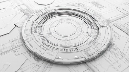 Poster - White futuristic technology circle, abstract background, design concept