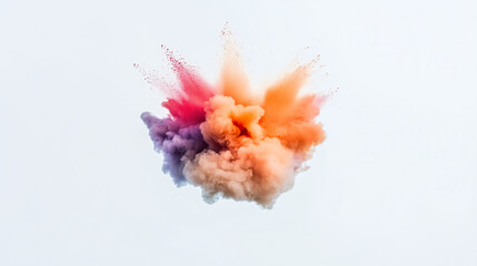 Poster - Explosive Burst of Color: A vibrant explosion of multicolored powder erupts in a stunning display of abstract beauty, with vivid hues of orange, pink.