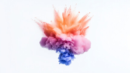Poster - Explosive Hues: A dynamic cloud of vibrant colors bursts forth, showcasing a vivid collision of pigments in a visually stunning display of energy and artistic expression.