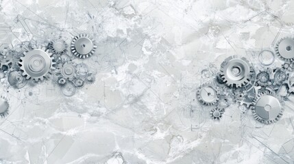 Poster - Gears and blueprints on textured background; industrial design concept
