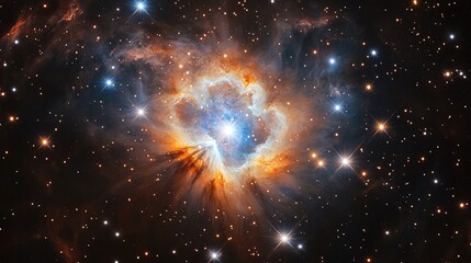 Wall Mural - bright and colorful galaxy nebula with a soft glowing center, stars scattered across the scene