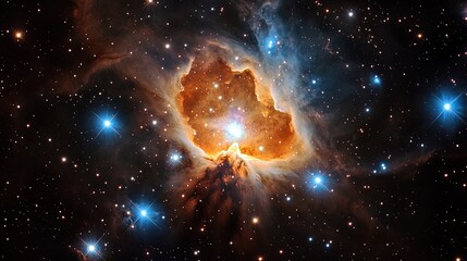 Wall Mural - bright and colorful galaxy nebula with a soft glowing center, stars scattered across the scene