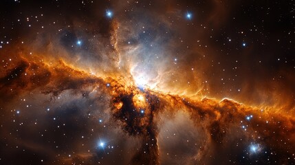 Wall Mural - bright and colorful galaxy nebula with a soft glowing center, stars scattered across the scene