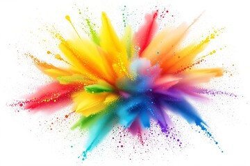 Poster - Abstract vibrant burst of colorful splashes on white background.