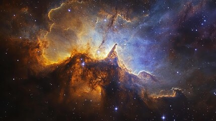 Wall Mural - a quiet blue and purple nebula with swirling cosmic dust and faint starlight, soothing and vast