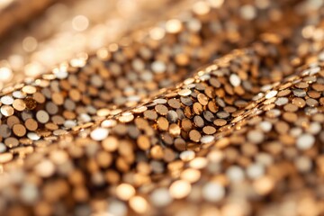 Poster - Abstract close-up of golden sequins with soft focus and light reflections.