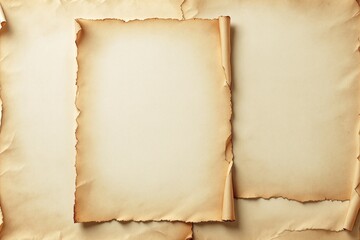 Poster - Blank burnt parchment paper with curled edges on a textured background.