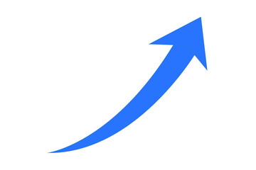 Wall Mural - blue curved arrows graph on transparent background