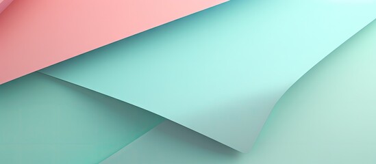 Aufkleber - Pastel pink light blue and green geometric paper texture layered smoothly with soft shadows creating a tranquil background for copy space