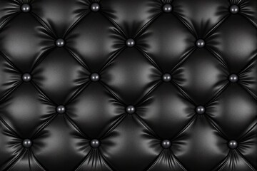 Poster - Luxurious black leather tufted upholstery background with buttons.