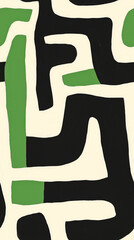 Poster - Abstract Pattern: A modern abstract pattern with bold black, green, and cream shapes, creating a visually striking and contemporary design.