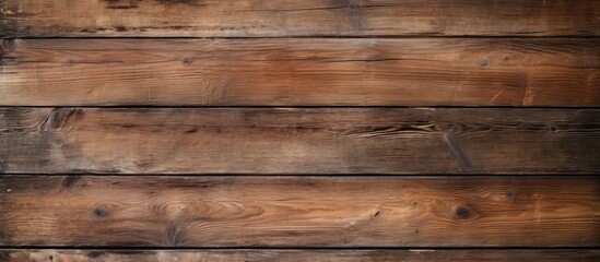 Leinwandbilder - Panoramic view of weathered brown wooden planks with a rustic texture featuring rich hues of brown and dark accents for a vintage background.