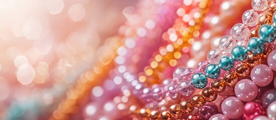 Aufkleber - Colorful beads in vibrant pink, orange, and turquoise arranged in a flowing pattern, capturing the essence of jewelry making and creativity.
