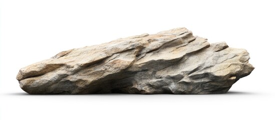 Aufkleber - Natural textured rock cliff in horizontal position on a clean white background showcasing earthy tones and intricate surface details for clarity