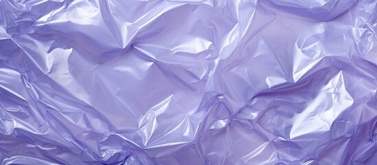 Poster - Crumpled lilac cellophane texture with glossy surfaces and subtle light reflections in a dynamic pattern of folds and shadows.