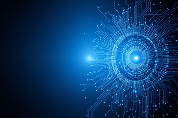 Aufkleber - Abstract blue digital technology background with glowing circuits.