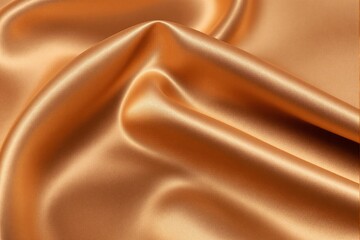 Poster - Luxurious golden satin fabric with smooth folds and soft highlights.