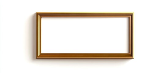 Fototapete - Elegant rectangular golden frame positioned centrally against a clean white wall, ideal for gallery displays, showcasing art or photography.