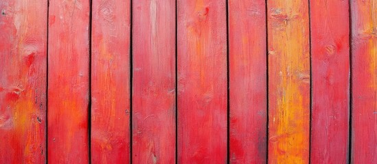 Aufkleber - Vibrant red and orange textured wooden planks arranged vertically showcasing autumn colors with a warm rustic appeal and natural patterns.