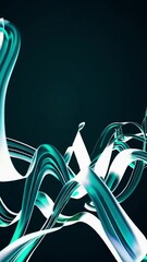 Poster - Flowing abstract wave motion against dark background with glowing blue and white ribbons