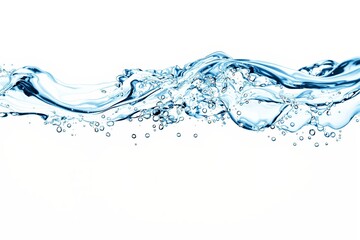 Poster - Abstract water splash with bubbles on white background.