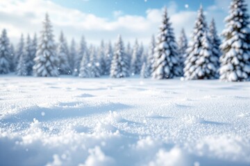 Poster - Snow-covered forest with pine trees.