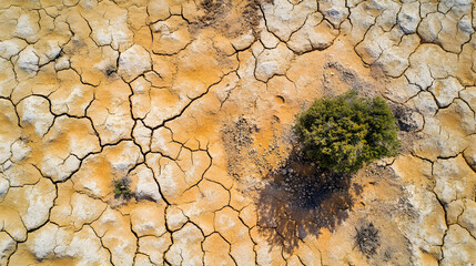 Wall Mural - of an arid desert landscape with intricate cracked ground textures