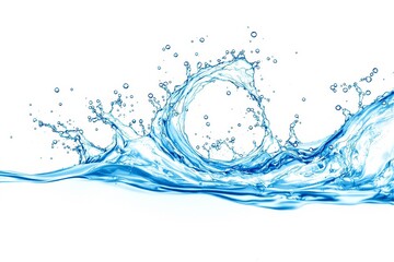 Poster - Abstract splash of blue water forming a circular shape on a white background.