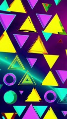 Poster - Dynamic geometric triangles and circles in vibrant motion on colorful background