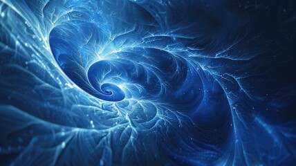 Poster - Experience an abstract blue digital animation that captivates with swirling patterns and luminous textures, creating a mesmerizing visual background for various projects.