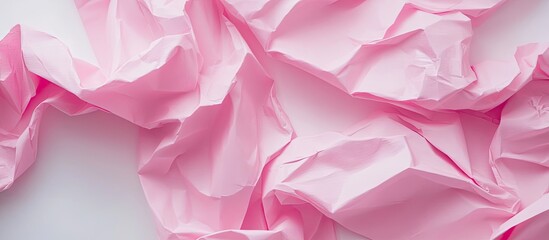Aufkleber - Crinkled pink paper shirt displayed on a clean white background showcasing soft textures and pastel colors arranged artistically in the center.