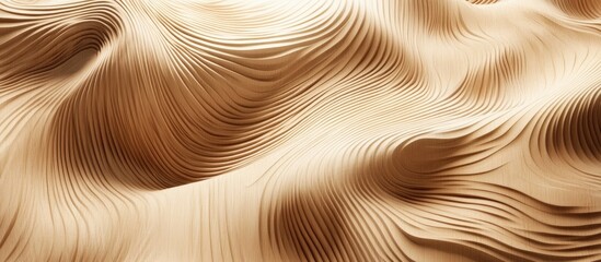 Leinwandbilder - Natural beige wooden texture with smooth flowing curves and waves creating depth and dimension in a high-resolution background design