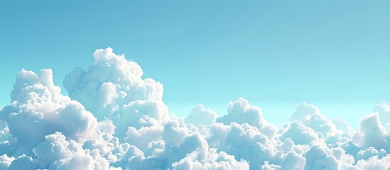 Poster - Clear blue sky with fluffy white clouds in the upper section creating an open space for text; serene and tranquil ambiance perfect for copy space.