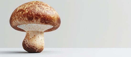Poster - Nameko mushroom with detailed texture positioned on the left side of a clean white backdrop offering ample copy space on the right side