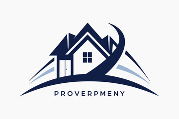 Poster - This design showcases a logo integrating a house and mountain, emphasizing elegance and professionalism, Craft a simple and sophisticated logo for a prestigious champagne brand