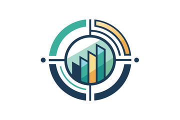 Poster - A clean logo design showcases a circular motif combined with vibrant bar graph segments, Design a clean and minimalist logo using a single line to depict an elephant