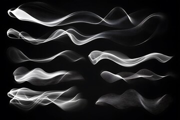 Wall Mural - smoke collection isolated on black background. smoke abstract background for design.