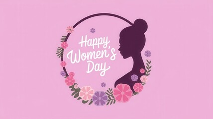 Wall Mural - a circular design with a silhouette of a woman's profile facing right, integrated into the circle.