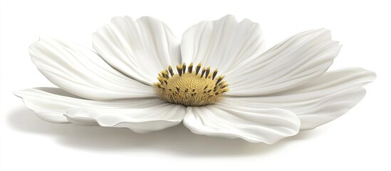 Aufkleber - Delicate white flower with intricate petal details and a golden center, centered against a soft white background, conveying purity and elegance.
