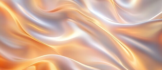 Leinwandbilder - Elegant smooth white satin silk fabric with soft waves and warm golden hues creating a luxurious abstract backdrop rich in texture and shine