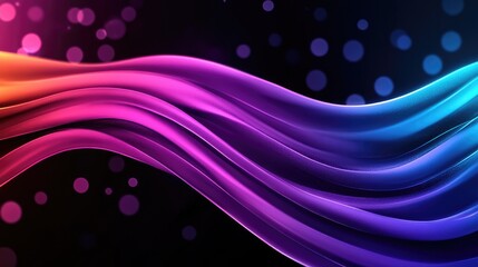 Aufkleber - Colorful abstract wave flowing on black background with bokeh lights