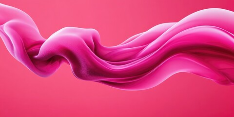 Aufkleber - Elegant pink cloth flowing smoothly in the air on pink background