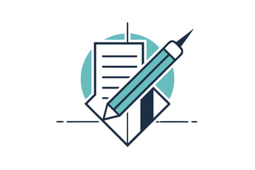 Poster - A logo concept features a pencil over a checklist, symbolizing an efficient contract drafting tool, Design a simple logo for a contract drafting tool, minimalist simple modern vector logo design