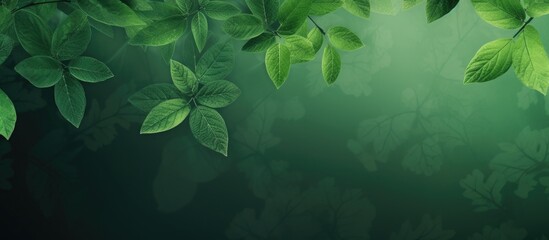Poster - Vibrant green leaf wallpaper design featuring overlapping dark and light green leaves at the top against a soft green background.