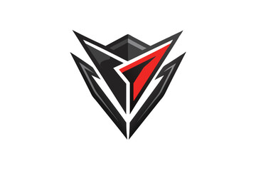 Poster - A modern logo design showcases sharp geometric elements with a minimalist style using black and red, Develop a sleek logo with a minimalist approach, focusing on negative space