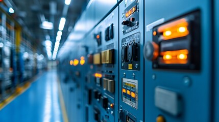 Aufkleber - Electrical control panels powering industrial machines in modern factory