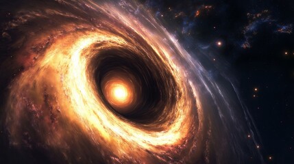 Poster - A black hole pulling in entire galaxies, bending light around it.