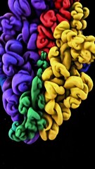Poster - Vivid colorful swirls merge and transform against black background