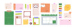 © Good Studio - Papers, memo notes, stickers, tapes and tags set. Cute school stationery. Pages, sheets, lists, schedule for planner, notepad, notebook. Kids flat vector illustrations isolated on white background
