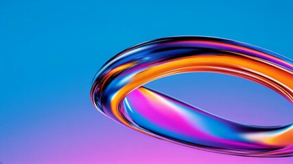 Poster - Dynamic flow of colorful liquid shapes against a bright blue background showcasing creativity and design in a modern art display